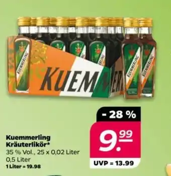 NETTO Kuemmerling Kräuterlikör 35% Vol., 25 x 0,02 Liter, 0,5 Liter Angebot