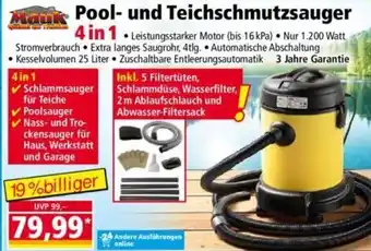 Norma Mank Pool- und Teichschmutzsauger 4 in 1 Angebot