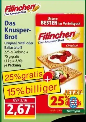 Norma Filinchen Das Knusper- Brot 225-g-Packung Angebot