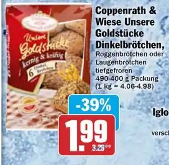 Hit Coppenrath & Wiese Unsere Goldstücke Dinkelbrötchen 490-400 g Packung Angebot