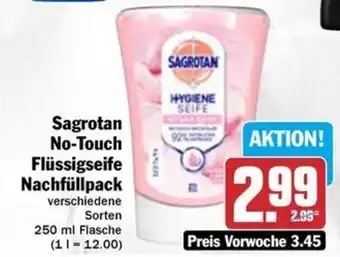 Hit Sagrotan No-Touch Flüssigseife Nachfüllpack 250 ml Flasche Angebot