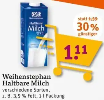 tegut Weihenstephan Haltbare Milch 1 L Packung Angebot