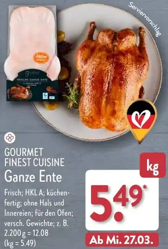 Aldi Nord GOURMET FINEST CUISINE Ganze Ente Angebot