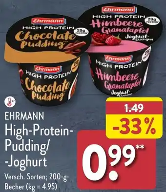 Aldi Nord EHRMANN High-Protein Pudding/Joghurt 200 g Becher Angebot