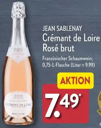 Aldi Nord JEAN SABLENAY Crémant de Loire Rosé brut 0,75 L Flasche Angebot