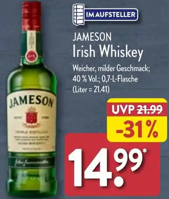 Aldi Nord JAMESON Irish Whiskey 0,7 L Flasche Angebot