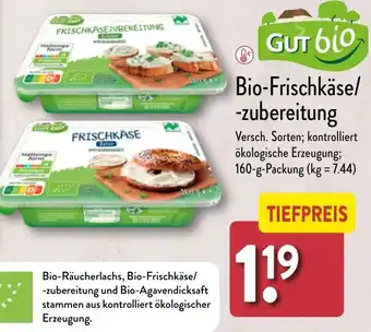 Aldi Nord GUT bio Bio-Frischkäse/zubereitung 160 g Packung Angebot