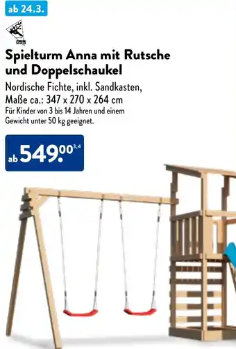 Aldi Nord Karibu Spielturm Anna mit Rutsche und Doppelschaukel Angebot