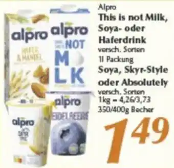 inkoop Alpro This is not Milk, Soya oder Haferdrink 1 L Packung Angebot