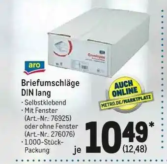 METRO Aro Briefumschläge Din Lang Angebot