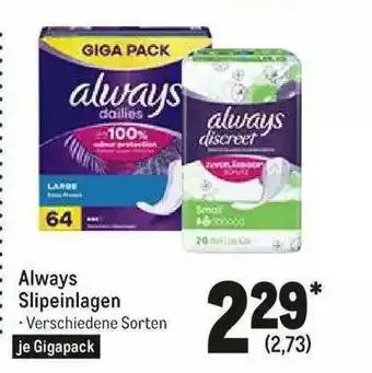 METRO Always Slipeinlagen Angebot