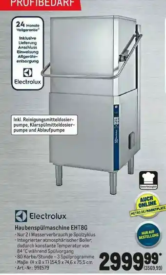 METRO Electrolux Haubenspülmaschine Eht8g Angebot