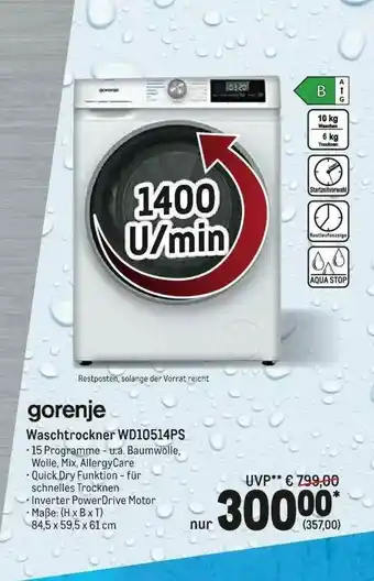 METRO Gorenje Waschtrockner Angebot