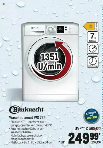 METRO Bauknecht Waschautomat Ws734 Angebot