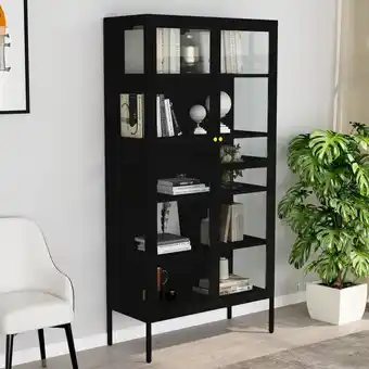 ManoMano Vidaxl - Vitrine Schwarz 90x40x180 cm Stahl und Gehärtetes Glas Schwarz Angebot