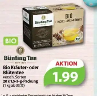 Markant Markt Bünting Tee Bio Kräuter- oder Blütentee 20 x 1,5-3-g-Packung Angebot