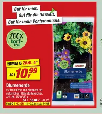 toom Baumarkt Blumenerde 5*50L Angebot