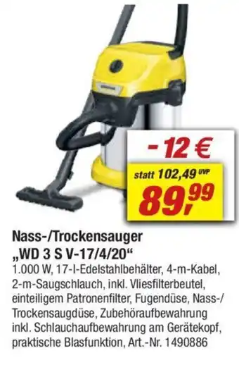 toom Baumarkt KARCHER Nass-/Trockensauger ,,WD 3 S V-17/4/20" Angebot