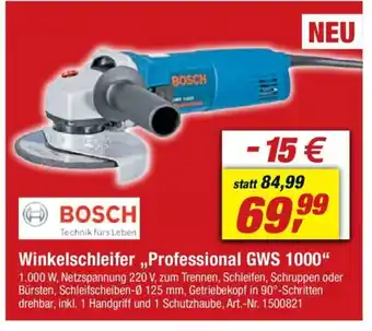 toom Baumarkt BOSCH Winkelschleifer "Professional GWS 1000" Angebot