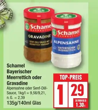 Edeka Schamel Bayerischer Meerrettich oder Gravadine 135g/140ml Glas Angebot