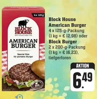 Scheck-in-Center Block House American Burger 4 x 125 g Packung oder Block Burger 2 x 200 g Packung Angebot