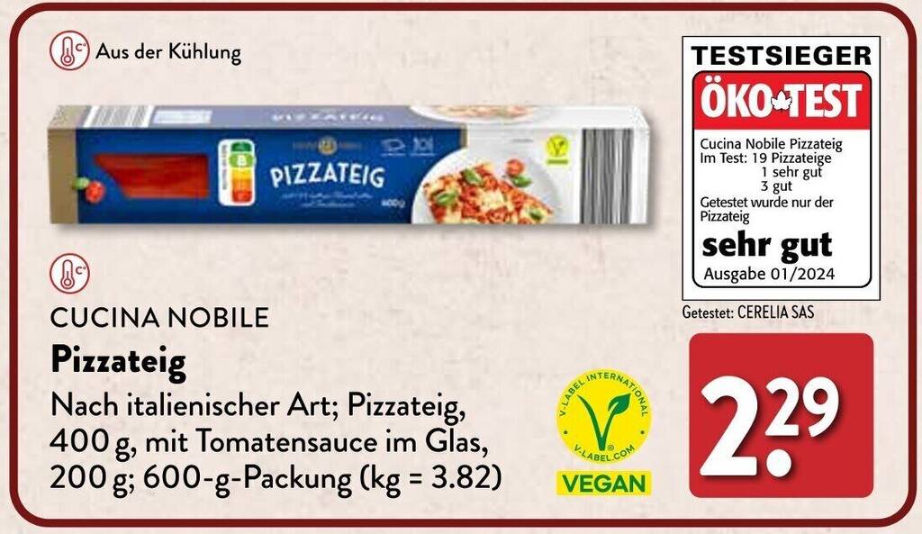 CUCINA NOBILE Pizzateig 600 g Packung Angebot bei Aldi Nord