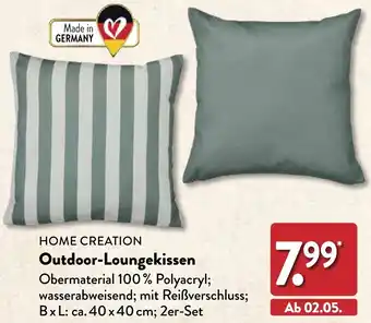 Aldi Nord HOME CREATION Outdoor-Loungekissen Angebot