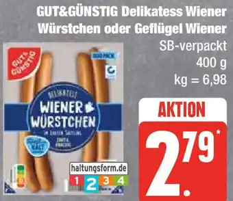 Marktkauf GUT&GÜNSTIG Delikatess Wiener Würstchen oder Geflügel Wiener 400 g Angebot