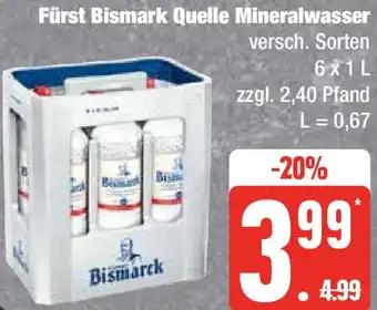 Marktkauf Fürst Bismark Quelle Mineralwasser 6x1L Angebot