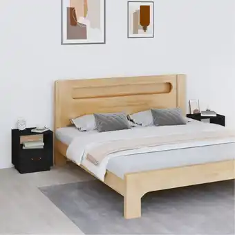 ManoMano Maisonchic - 2 Stk.Nachttisch,Nachtschrank,Beistelltisch Schwarz 40x34x45 cm Massivholz Kiefer -11574 - Schwarz Angebot