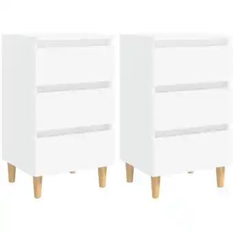 ManoMano Bonnevie - Nachtschrank Nachttisch,Nachtkommode mit Massivholz-Beinen 2 Stk. Weiß 40x35x69 cm -DE24000 - Weiß Angebot