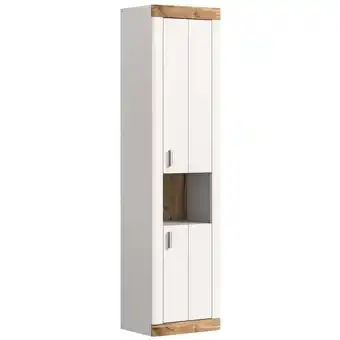 ManoMano Laredo Hochschrank Bad wandhängend 2 Türen, 1 Ablage matt weiß,Eiche dekor,weiß. - Weiß Angebot