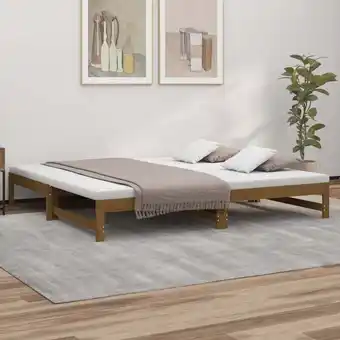 ManoMano Tagesbett Ausziehbar Doppelbett Bett für Schlafzimmer Honigbraun 2x(100x200)cm Massivholz Kiefer DE54097 - Braun Angebot