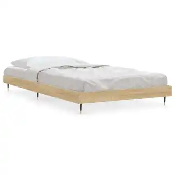 ManoMano Bettrahmen für Einzelbett,Metallbett, Bettgestell Sonoma-Eiche 90x200 cm Holzwerkstoff -BonneVie 18332 - Braun Angebot