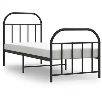 ManoMano Bettgestell für Erwachsenenbett,Bettrahmen,Bettgestell mit Kopf- und Fußteil,Schlafzimmerbett Metall Schwarz 75x190 cm -Maiso Angebot