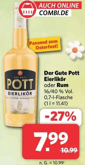 Combi Der Gute Pott Eierlikör oder Rum 0,7 L Flasche Angebot