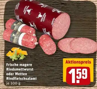 REWE Frische magere rindsmettwurst oder metten rindfleischsalami Angebot