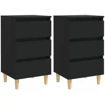 ManoMano Bonnevie - Nachtschrank Nachttisch,Nachtkommode mit Massivholz-Beinen 2 Stk. Schwarz 40x35x69 cm -DE98817 - Schwarz Angebot