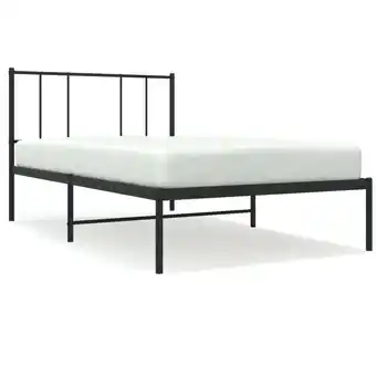 ManoMano Bettrahmen für Einzelbett,Metallbett, Bettgestell mit Kopfteil Metall Schwarz 90x190 cm Bonnevie 98965 - Schwarz Angebot