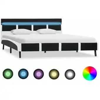 ManoMano Bonnevie - Bett mit led - Jugendbett Bettgestell Schwarz Kunstleder 140×200 cm BV589627 Angebot