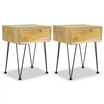 ManoMano Maisonchic - 2er Set Nachttische Nachtschränke Sideboards 40x30x50 cm Teak Massivholz DE97124 - Braun Angebot