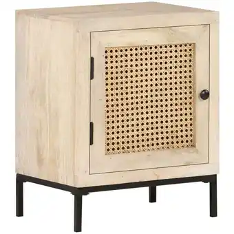 ManoMano Bonnevie - Nachtschrank Nachttisch,Nachtkommode 40x30x50 cm Mango Massivholz und Rohrgeflecht -DE78490 - Braun Angebot