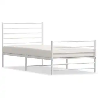 ManoMano Bettgestell für Erwachsenenbett,Bettrahmen,Bettgestell mit Kopf- und Fußteil,Schlafzimmerbett Metall Weiß 107x203 cm -Maison  Angebot