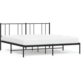 ManoMano Bettgestell mit Kopfteil, Schlafzimmerbett/Doppelbett, Erwachsenenbett Metall Schwarz 200x200 cm XTJTE331277 Maisonchic Angebot