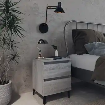 ManoMano Maisonchic - 2 Stk. Nachttische mit Metallbeinen, Nachtkommode, Beistelltisch, Nachtschrank für Schlafzimmer Grau Sonoma 40x3 Angebot