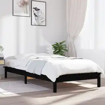 ManoMano Bonnevie - Elegantes Bettgestell für Erwachsene, Bettrahmen Massivholzbett Schwarz 75x190 cm Kiefer -BVE55024 - Schwarz Angebot