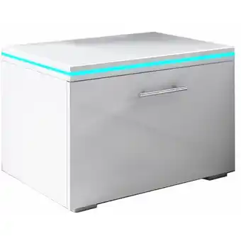 ManoMano Mb Moebel - Nachttisch mit led Nachtschrank Nachtkommode Schlafzimmer 1 Schublade 50x36x45cm Modell Victoria Weiss Glanz Angebot