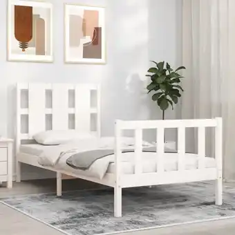 ManoMano Massivholzbett mit Kopfteil, Einzelbett, Bettrahmen, Schlafzimmerbett Weiß 100x200 cm LLLA672769 Maisonchic Angebot