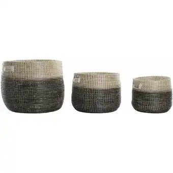 ManoMano Fijalo - Wedded Basket Set 3 43x43x39 Naturalgrasmaterial Multicolor -Farbfamilienkörbe und Kisten Details Angebot