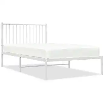 ManoMano Bettgestell für Erwachsenenbett,Bettrahmen Metallbett mit Kopfteil,Schlafzimmerbett Metall Weiß 100x190 cm -Maison 24608 - We Angebot